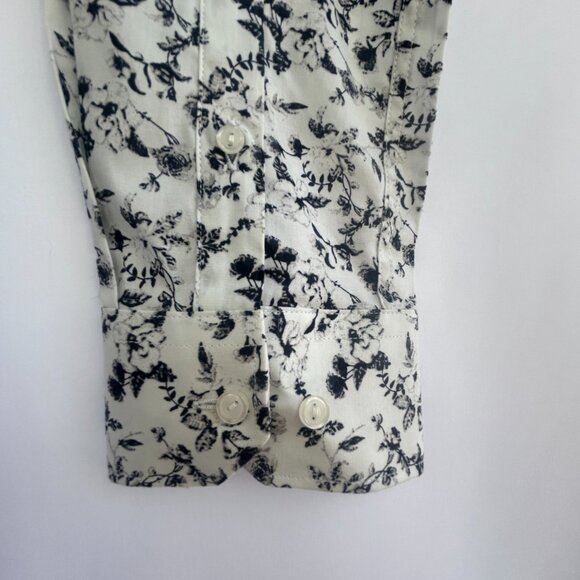 NWOT Le 31 Simons Men’s Slim Fit Floral print Shirt Black White Cotton large 17R - Picture 4 of 9